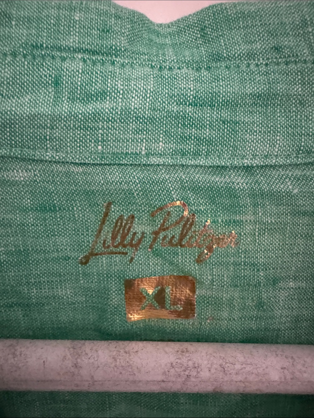 Lilly Pulitzer Green Linen Button-Down Shirt NWT - Picture 3 of 5